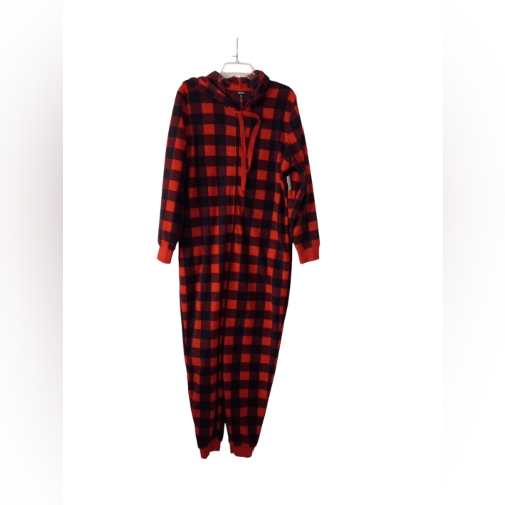Gap Body Buffalo plaid one piece zip up flannel pajamas Size M/L new